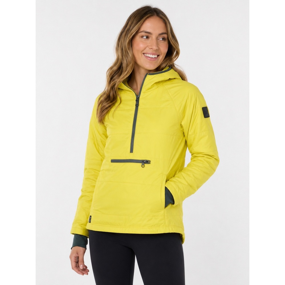 Strafe Outerwear Womens Polartec Alpha Insulated Anorak Jacket Yellow Half Zip L